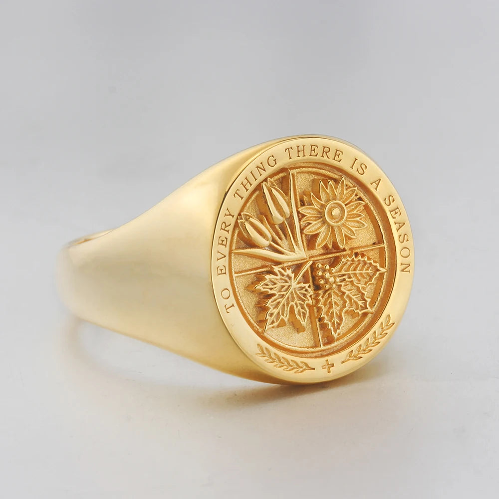 Peace Prayer Holy Bible Ecclesiastes Tulips Sunflowers To Every Thing There Is A Aeason Sterling Silver Ring