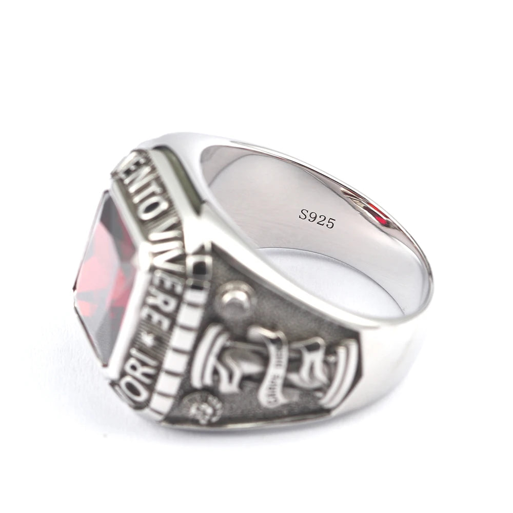 Antique Memento Mori Skull Dead Head Carpe Diem Sand Glass Rose Love Endures Forever Silver Ring