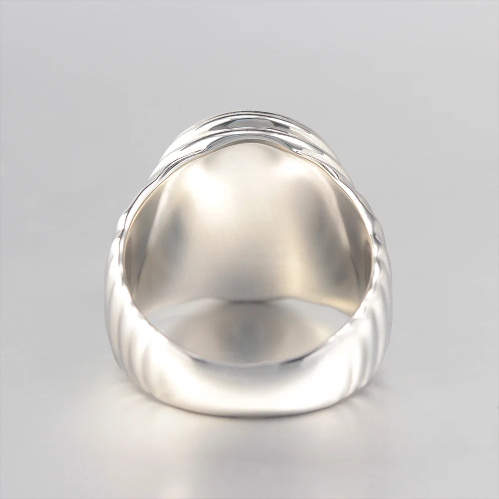 Corrugated Agate 925 Sterling Silver Fine Jewelry Ring For Men