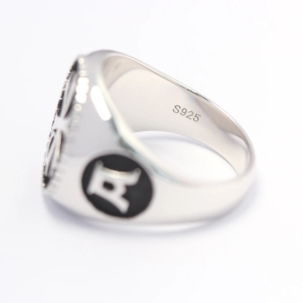 Christian Orthodox Church Symbol PX Alpha Omg Cross Sterling Silver Ring