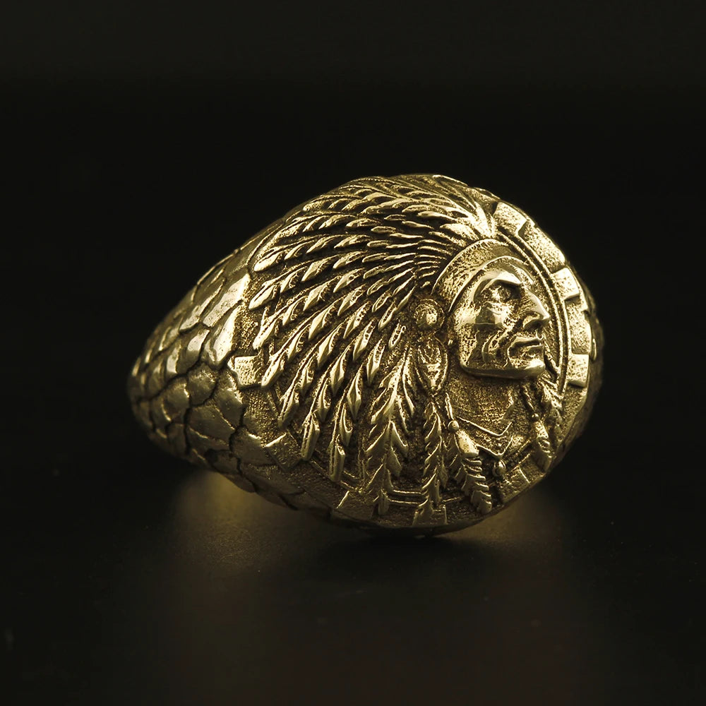 Indian Chief Biker Rock Punk Silver Ring