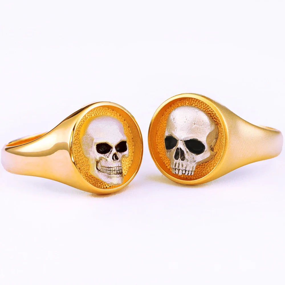 Antique Dead Head Skull Memory Dual-material Pinkie Two-tone  Ring