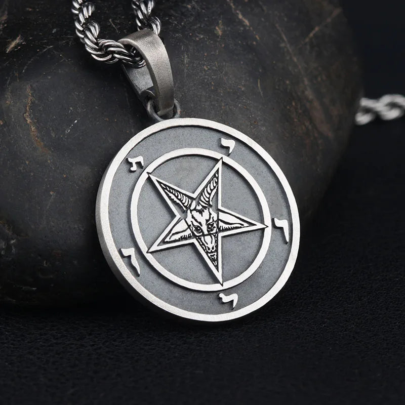 Sheep Head Five-pointed Star-shaped Church Seal Signet Sterling Silver Pendant