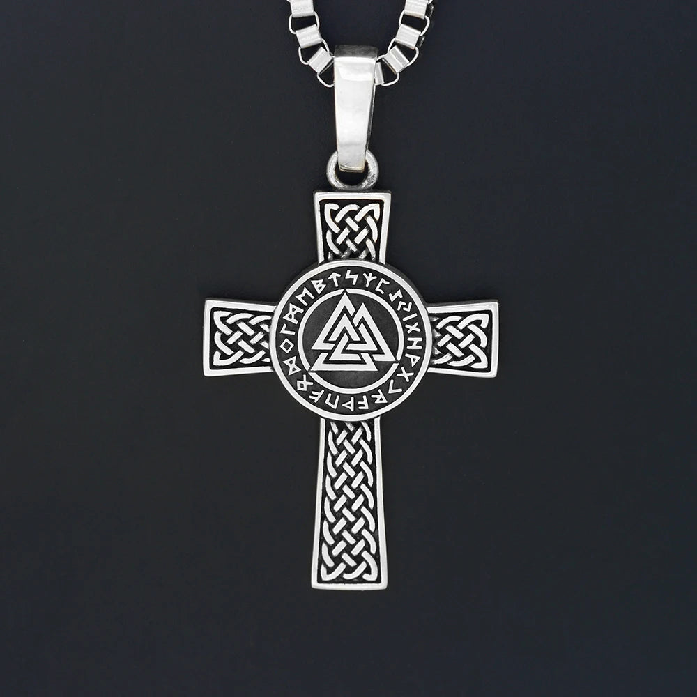 Viking Triangle Double Axe Cross On Both Sides For men Or Women  Pendant