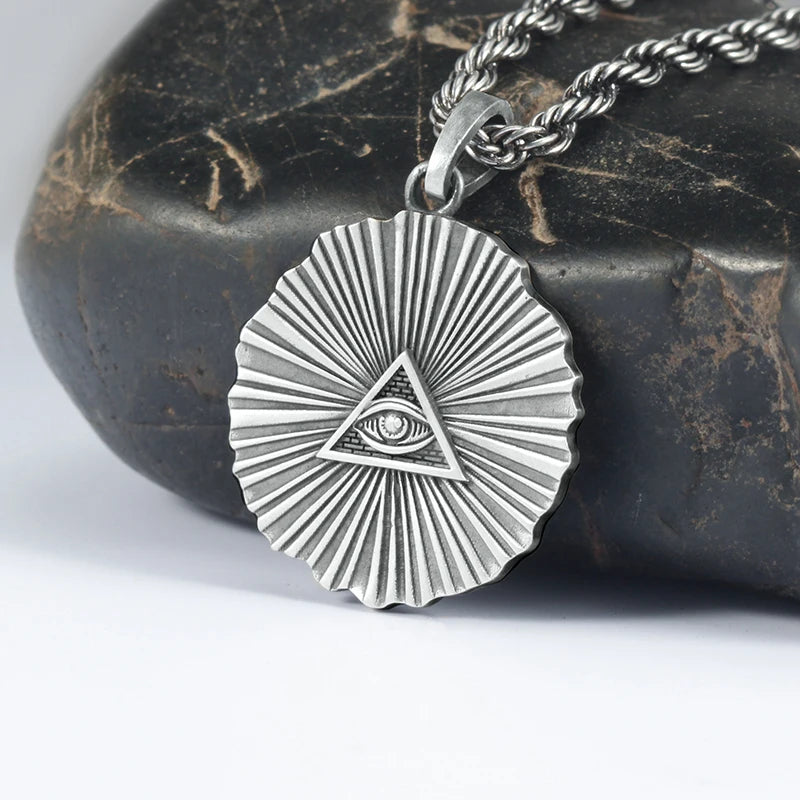 Hipster Demon Eyes of God 925 Sterling Silver Pendant Necklace