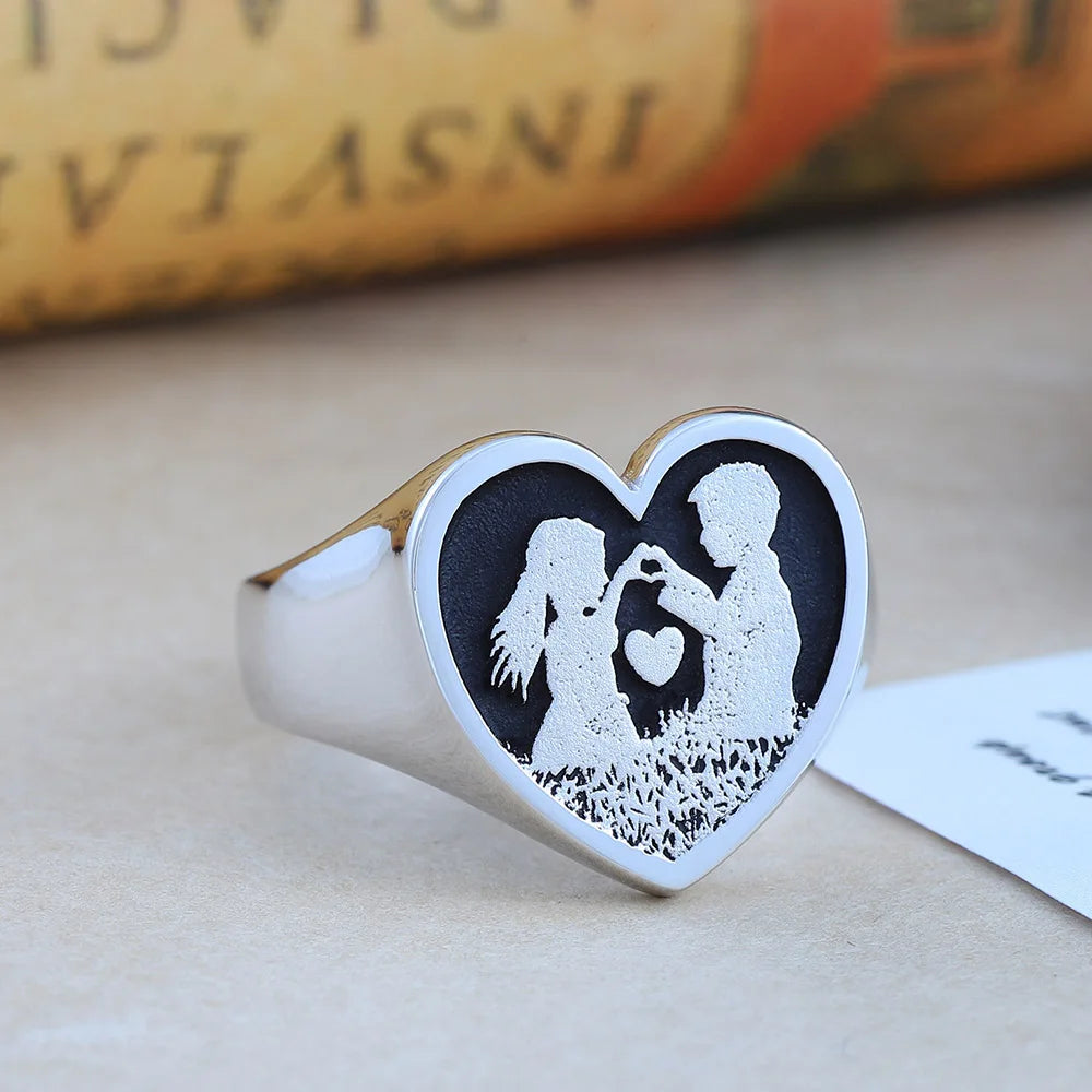 Heart-shaped Men and Women  Crazy For Love Customize Other Logos Sterling Silver Ring
