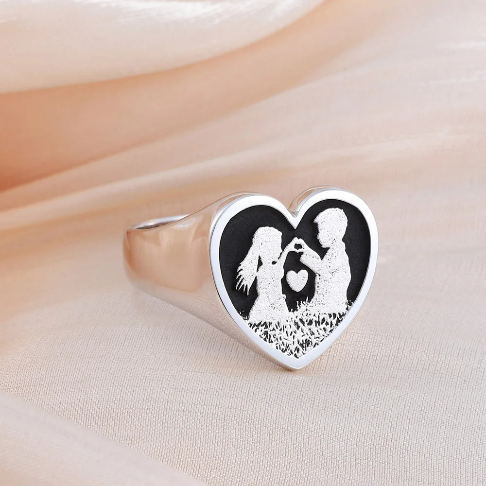 Heart-shaped Men and Women  Crazy For Love Customize Other Logos Sterling Silver Ring